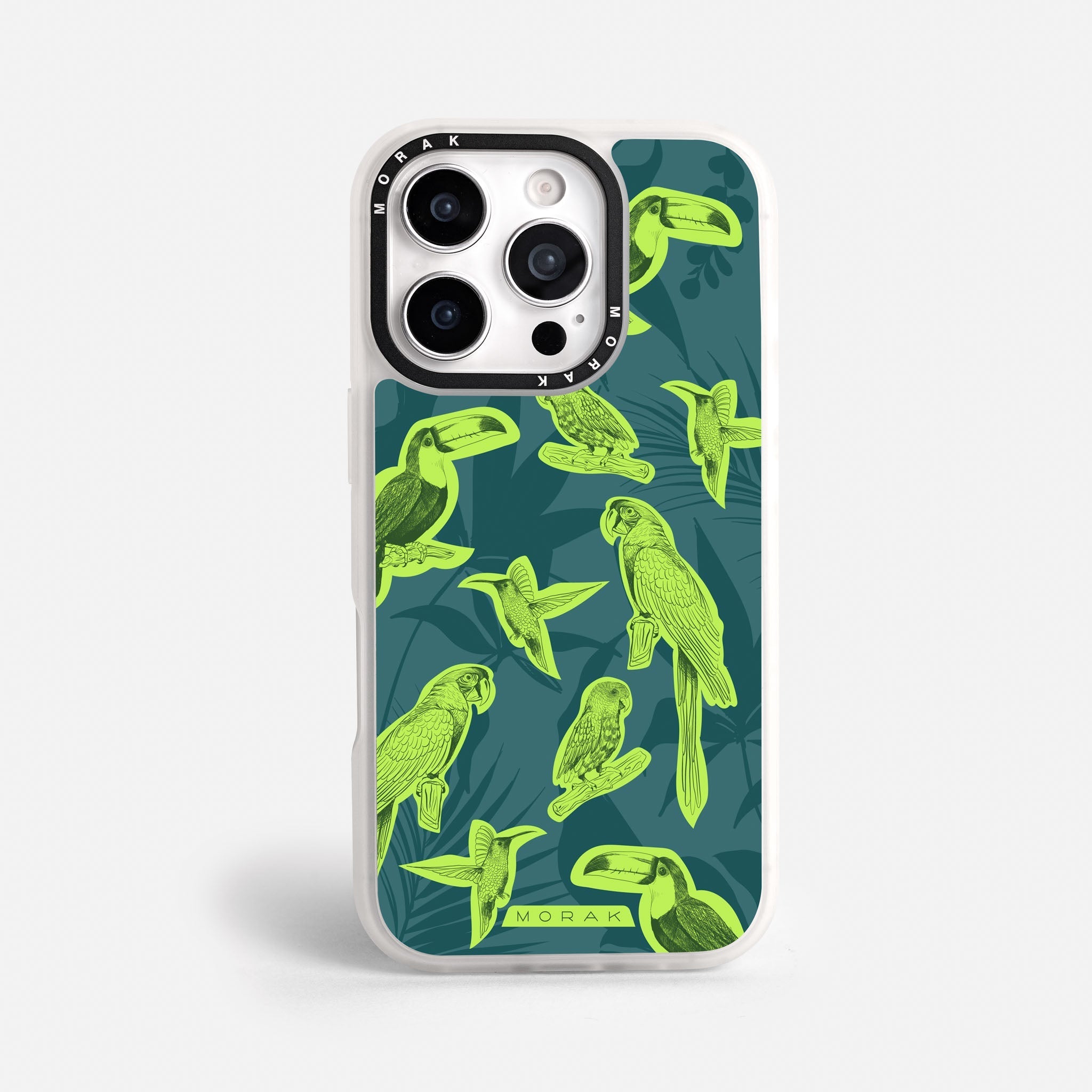 Case Jungle Birds - Blanco Premium – Protección antigolpe | Diseño colombiano | Morak