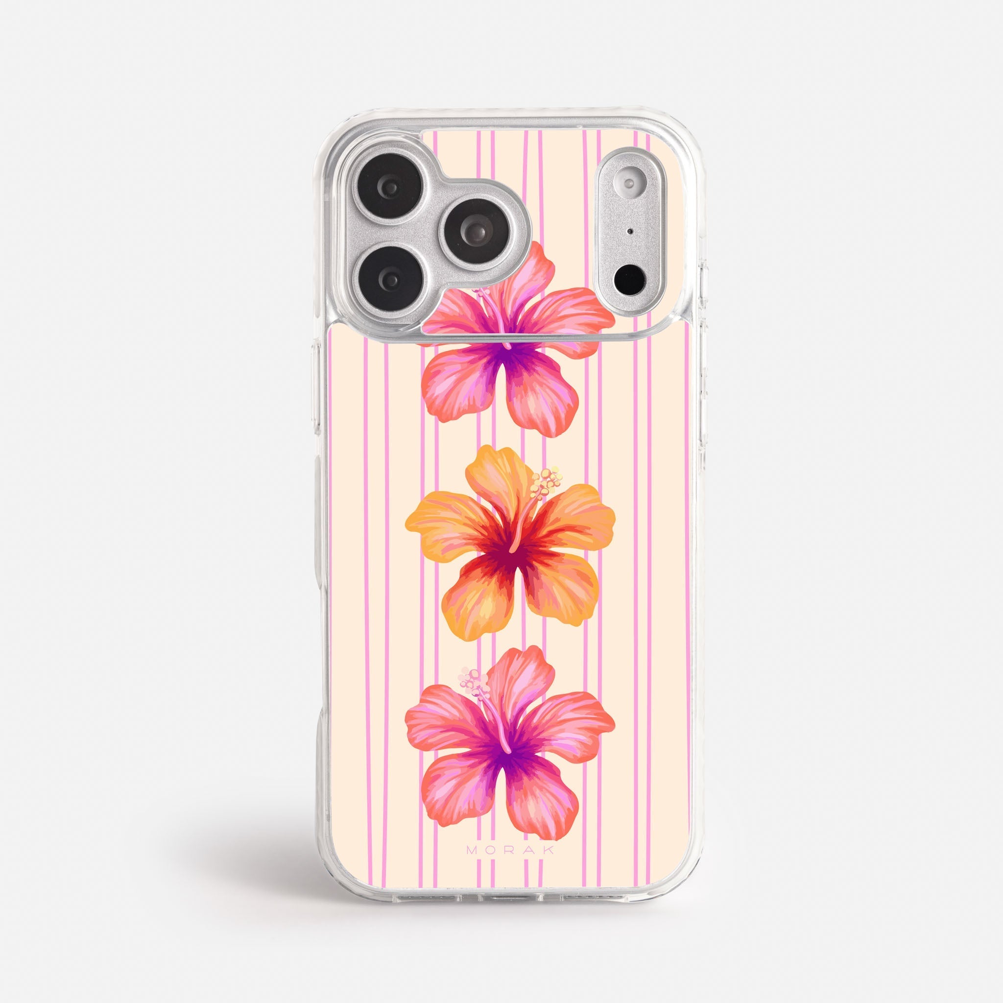 Case Pink Hibiscus - Blanco Premium – Protección antigolpe | Diseño colombiano | Morak