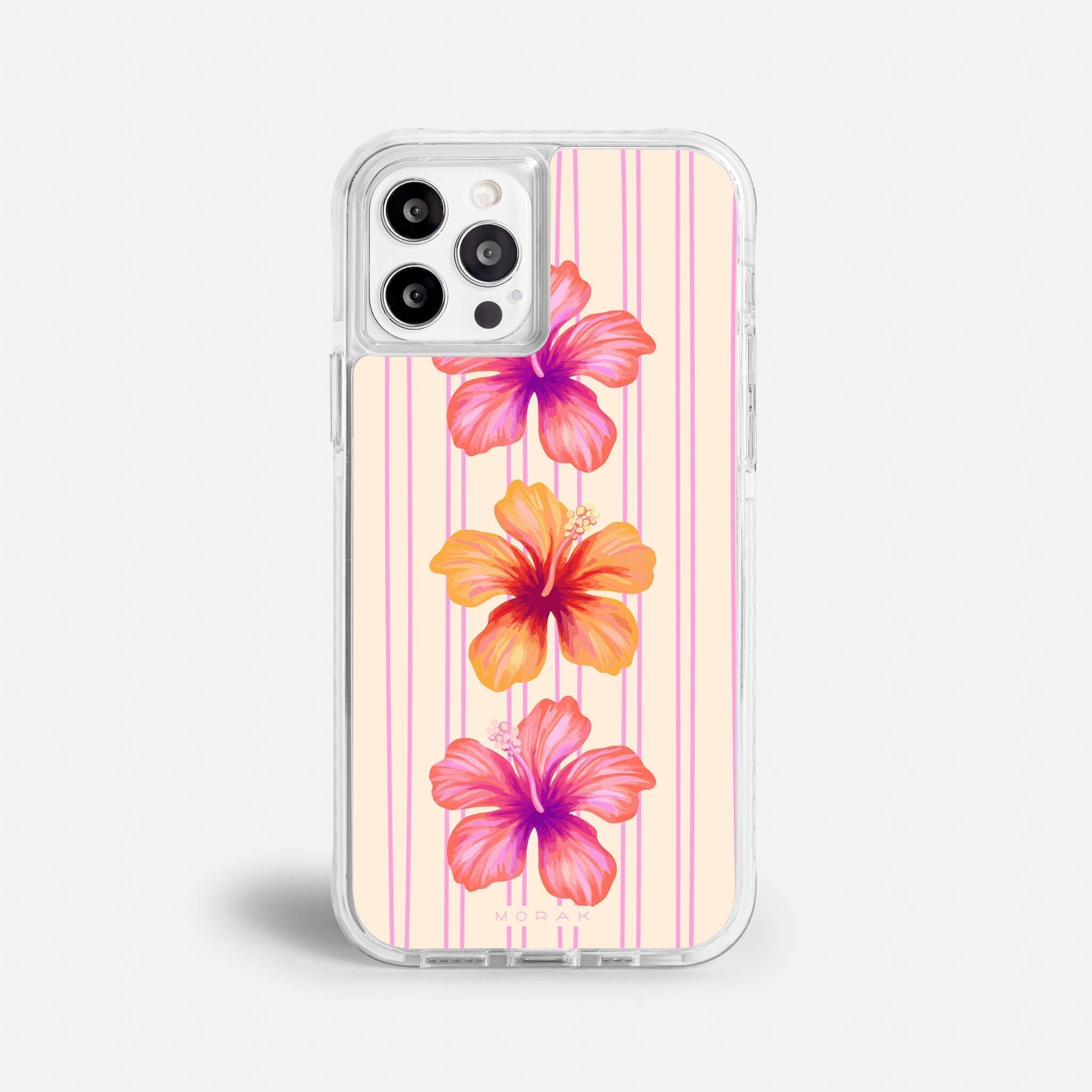 Case Pink Hibiscus - Blanco Premium – Protección antigolpe | Diseño colombiano | Morak