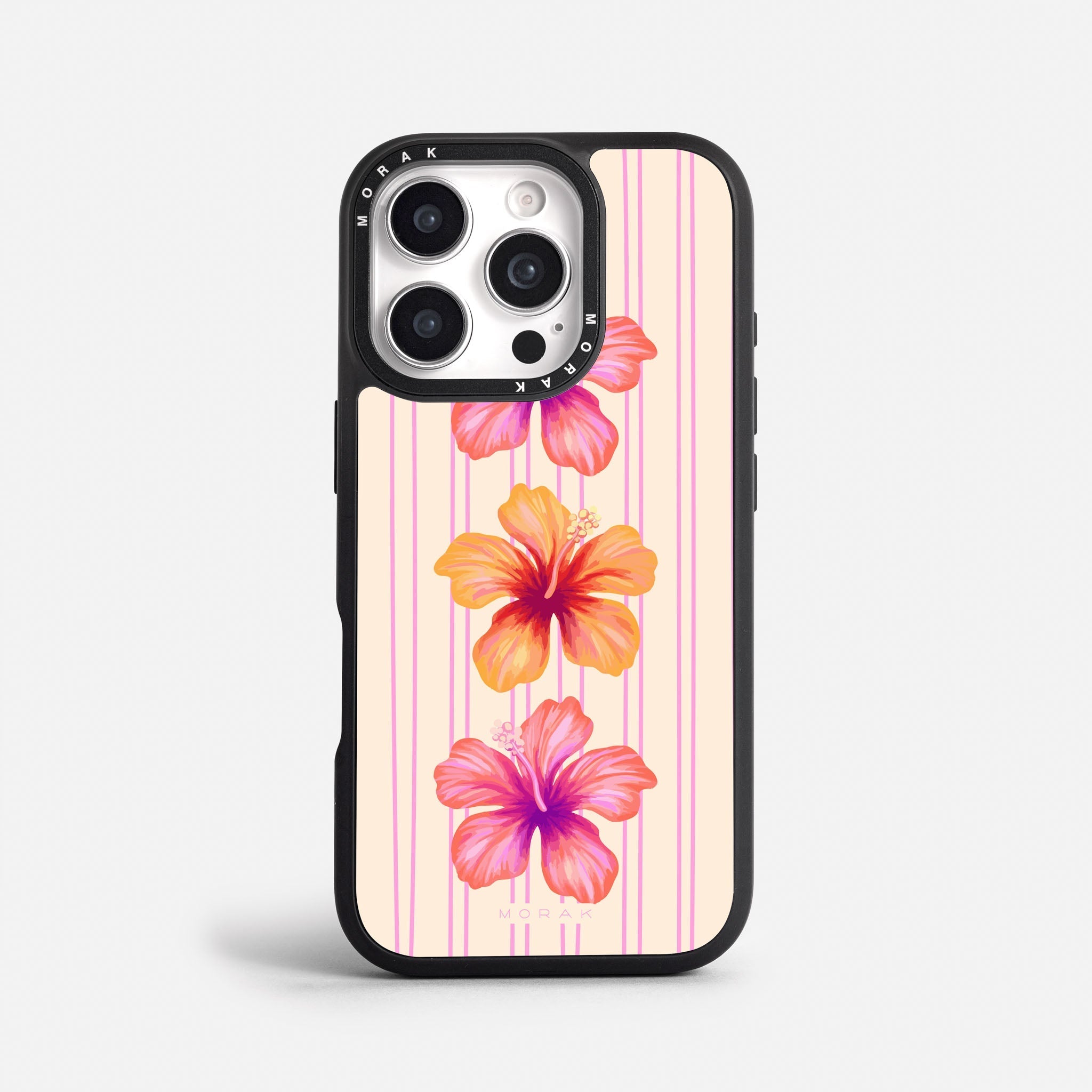 Case Pink Hibiscus - Blanco Premium – Protección antigolpe | Diseño colombiano | Morak