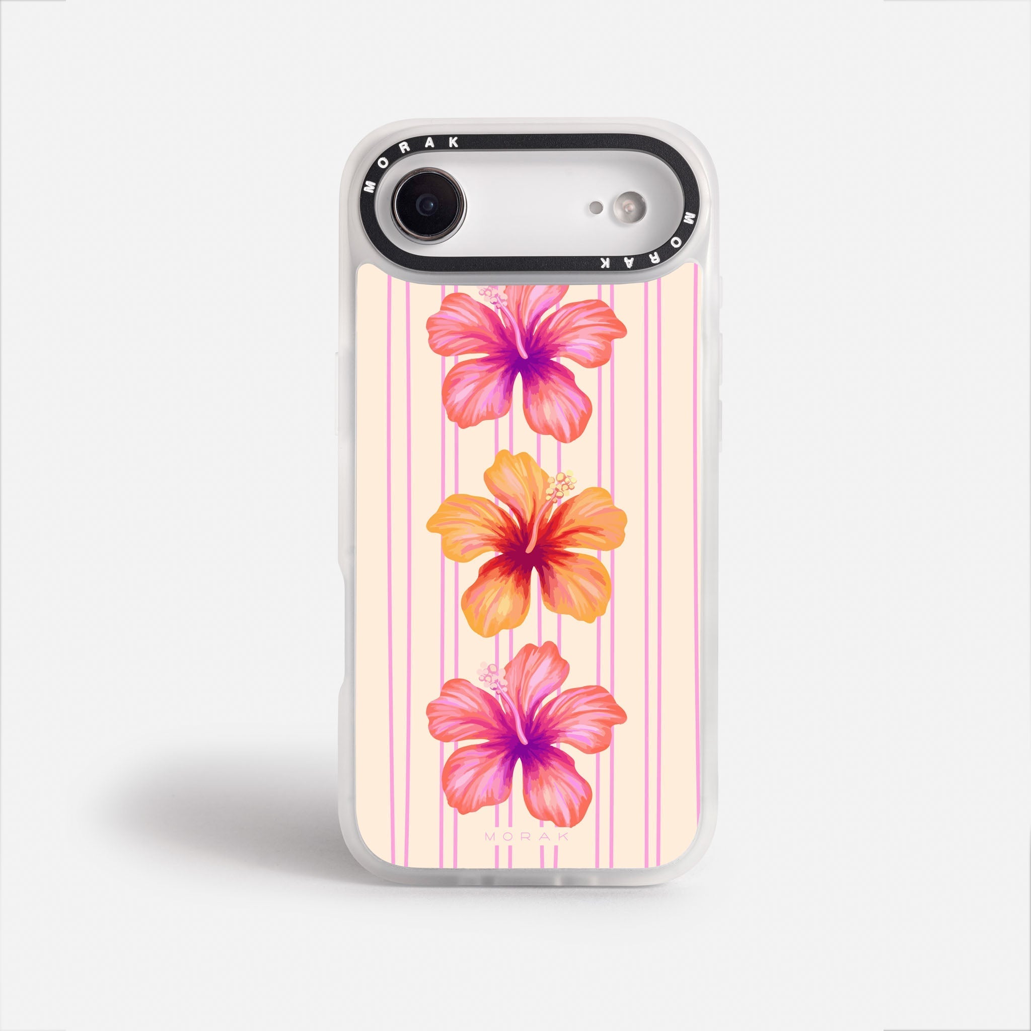 Case Pink Hibiscus - Blanco Premium – Protección antigolpe | Diseño colombiano | Morak