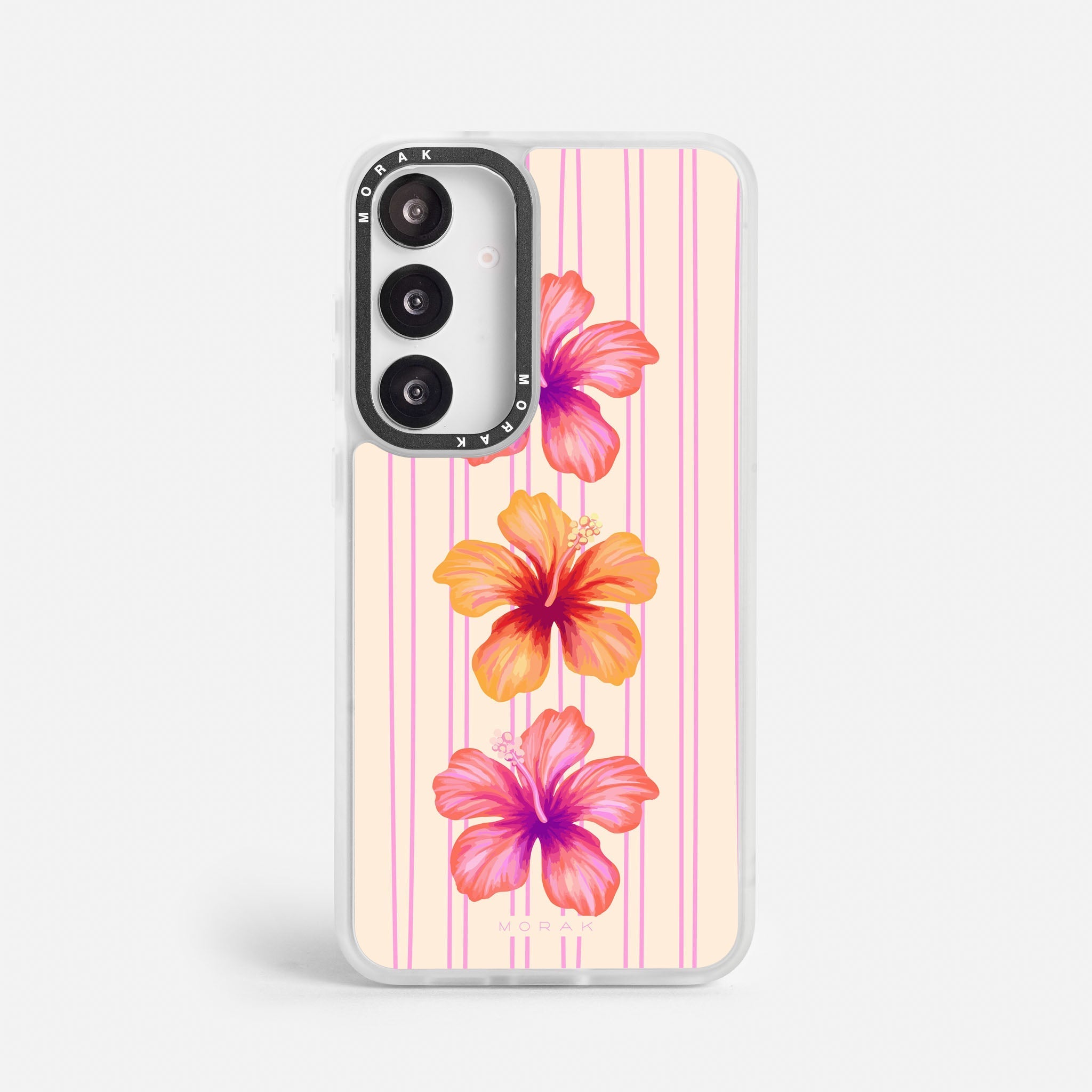Case Pink Hibiscus - Blanco Premium – Protección antigolpe | Diseño colombiano | Morak