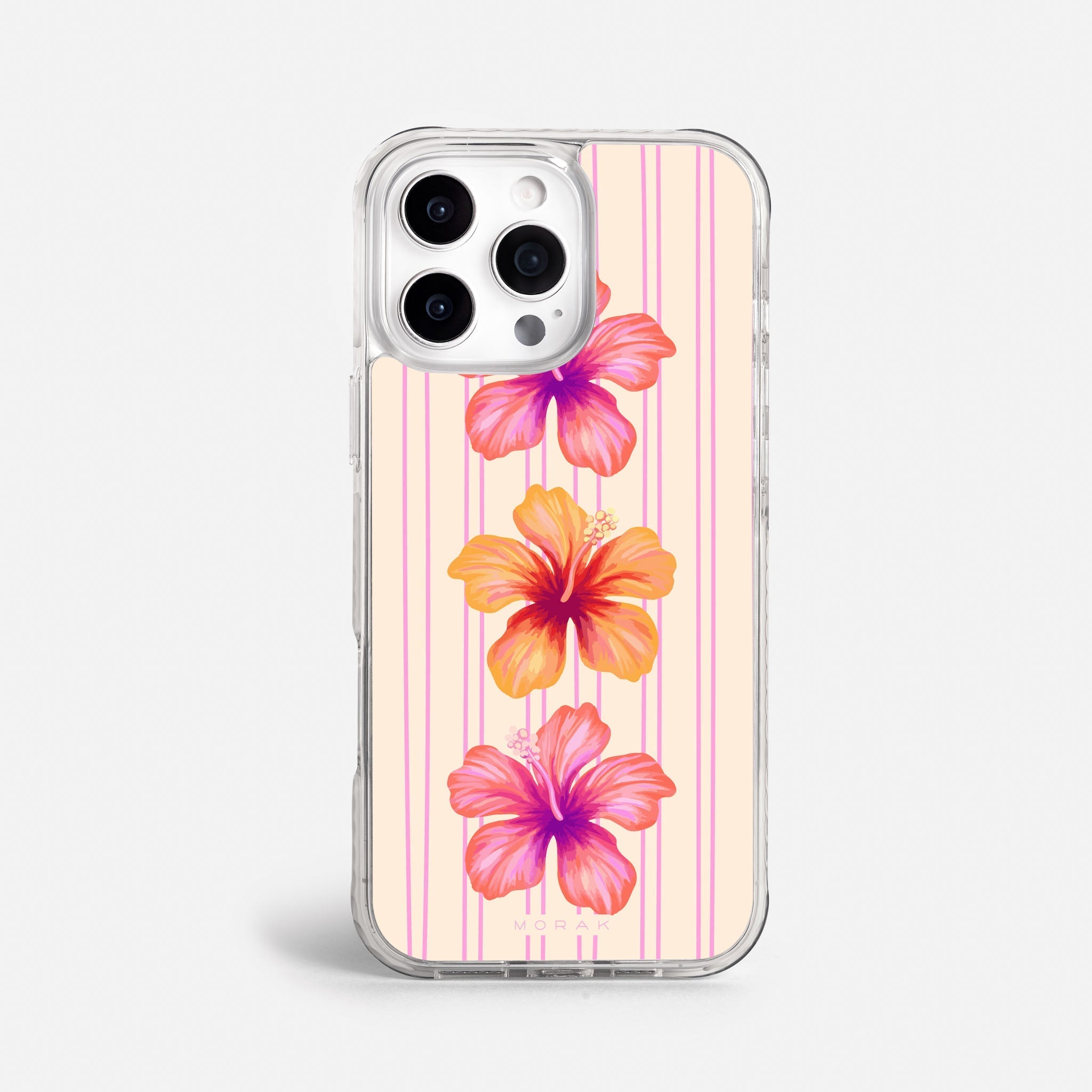 Case Pink Hibiscus - Blanco Premium – Protección antigolpe | Diseño colombiano | Morak