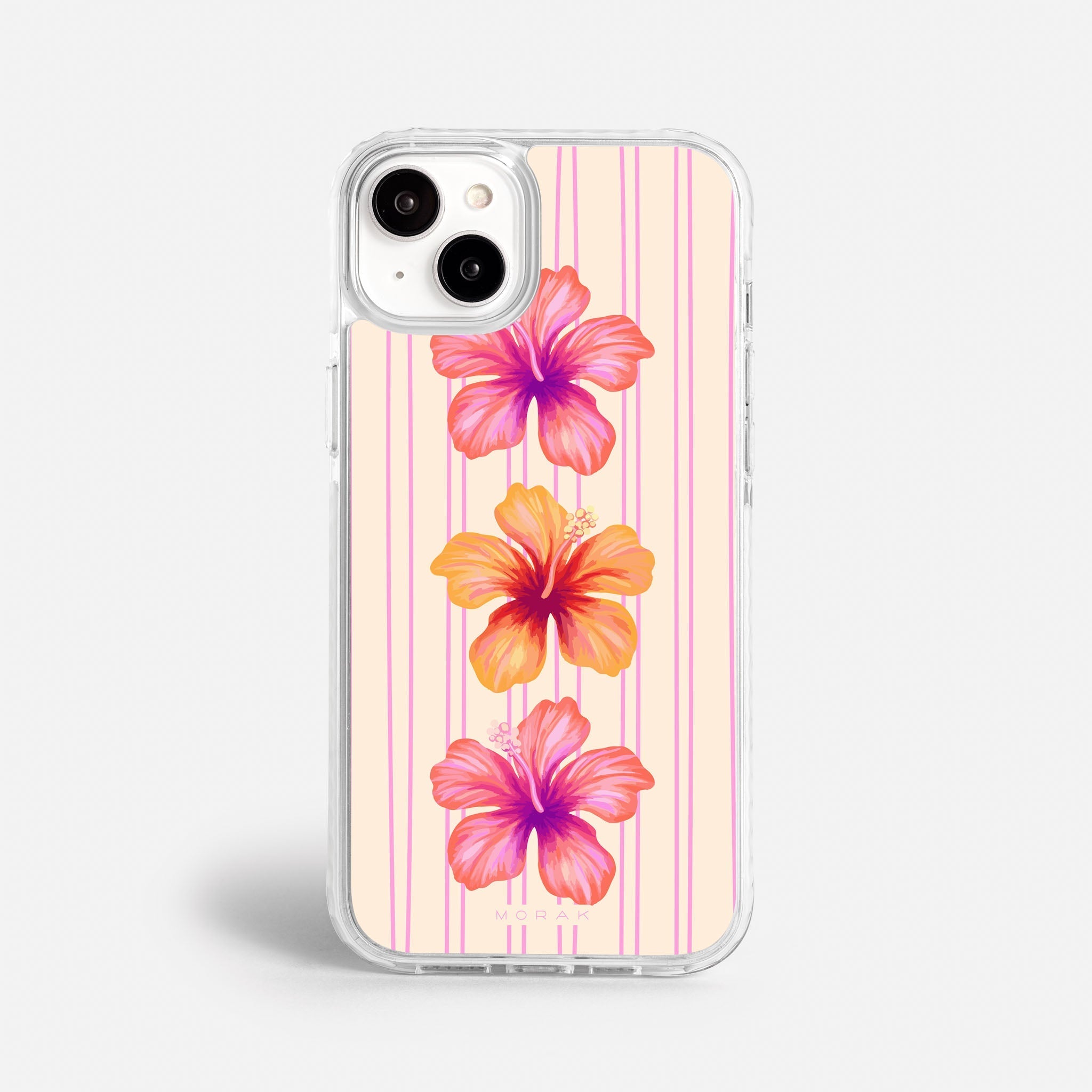 Case Pink Hibiscus - Blanco Premium – Protección antigolpe | Diseño colombiano | Morak