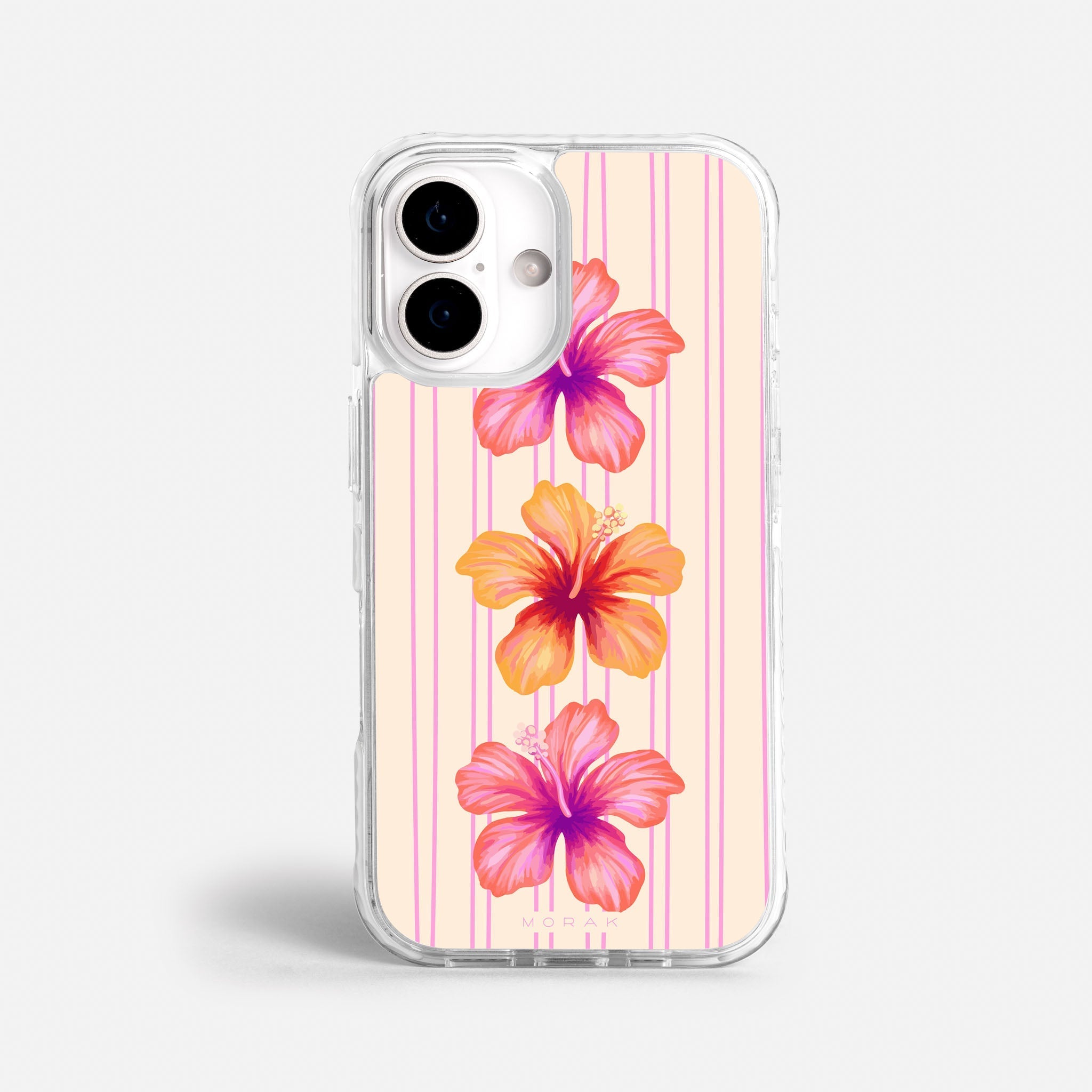 Case Pink Hibiscus - Blanco Premium – Protección antigolpe | Diseño colombiano | Morak