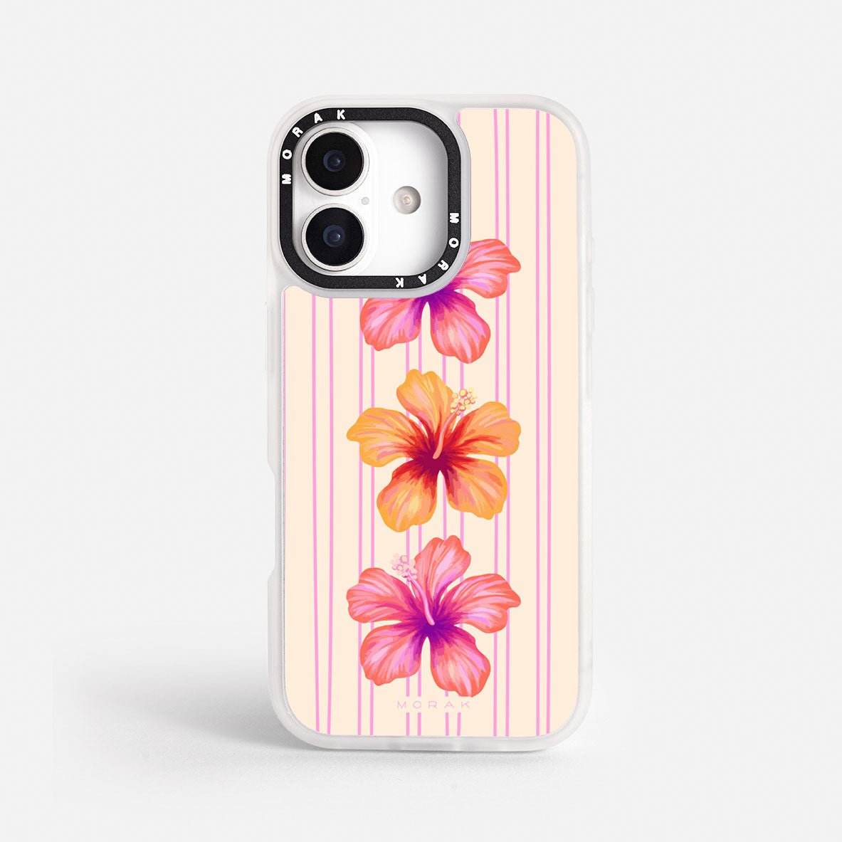 Case Pink Hibiscus - Blanco Premium – Protección antigolpe | Diseño colombiano | Morak