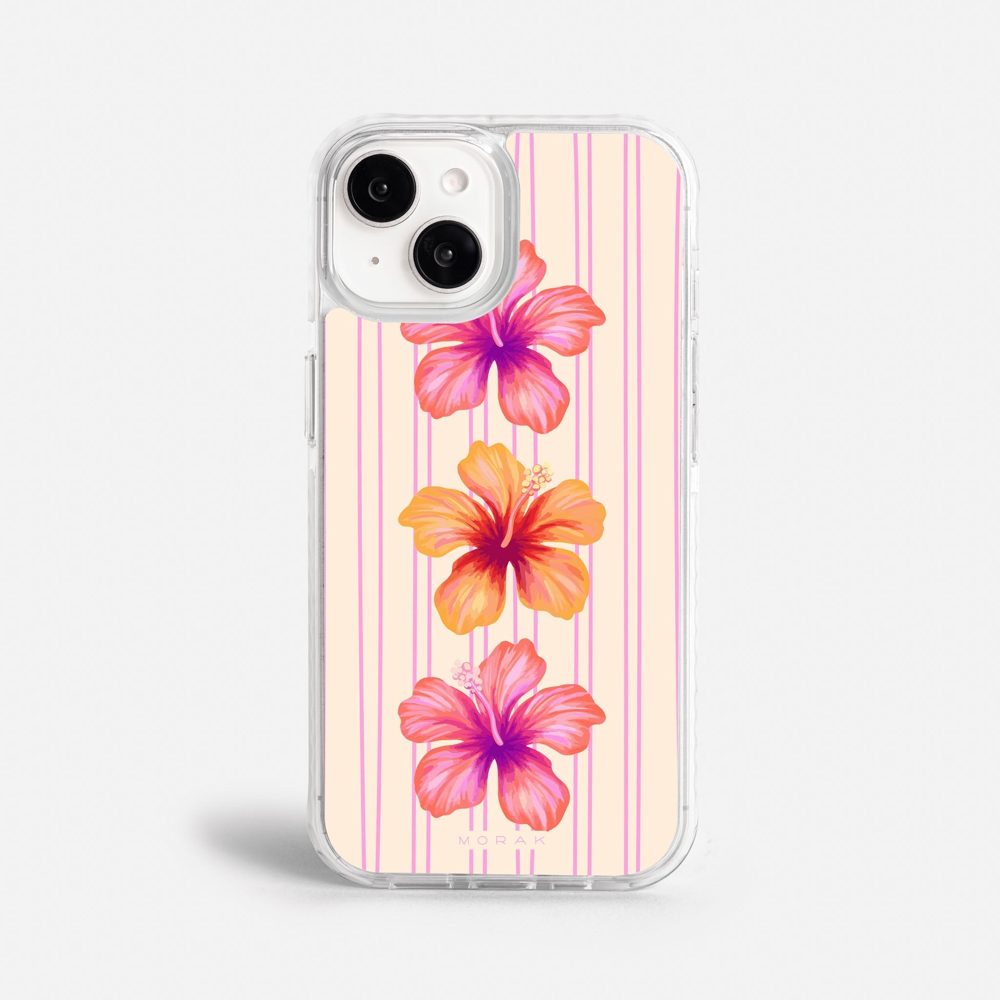 Case Pink Hibiscus - Blanco Premium – Protección antigolpe | Diseño colombiano | Morak
