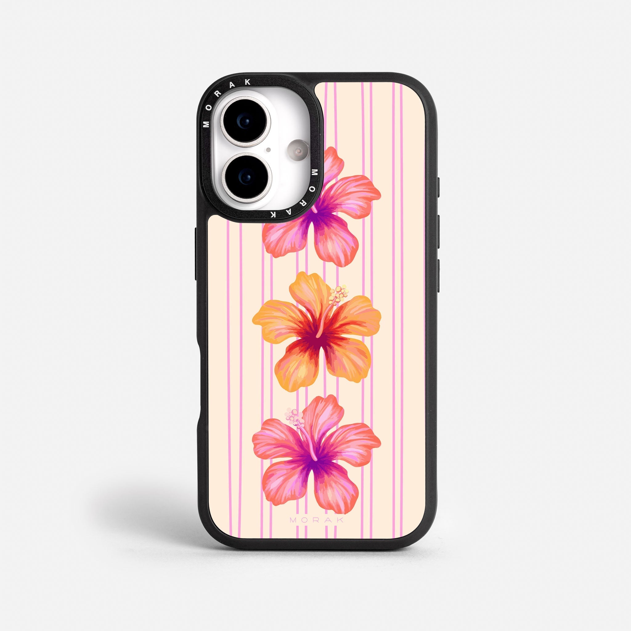 Case Pink Hibiscus - Blanco Premium – Protección antigolpe | Diseño colombiano | Morak