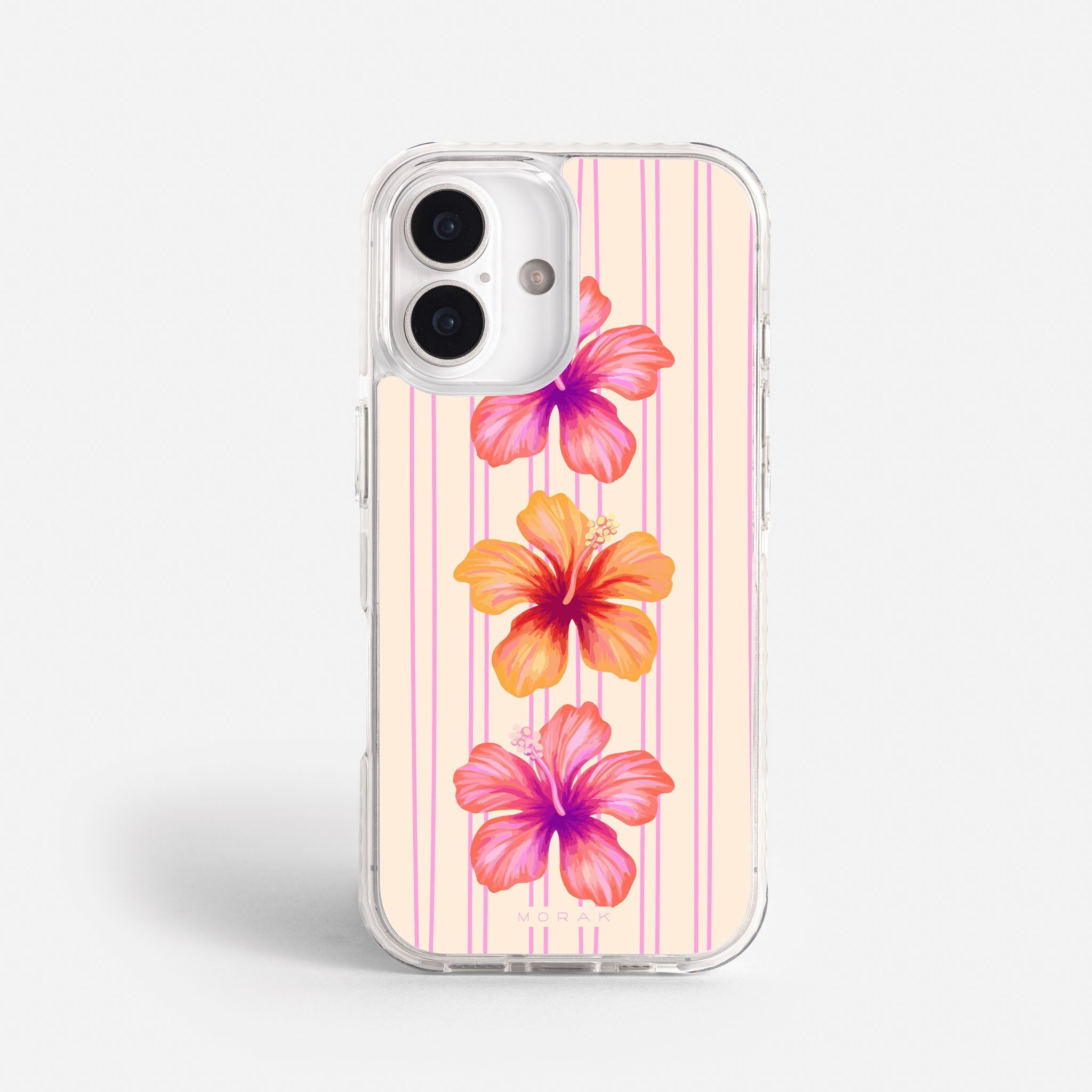 Case Pink Hibiscus - Blanco Premium – Protección antigolpe | Diseño colombiano | Morak