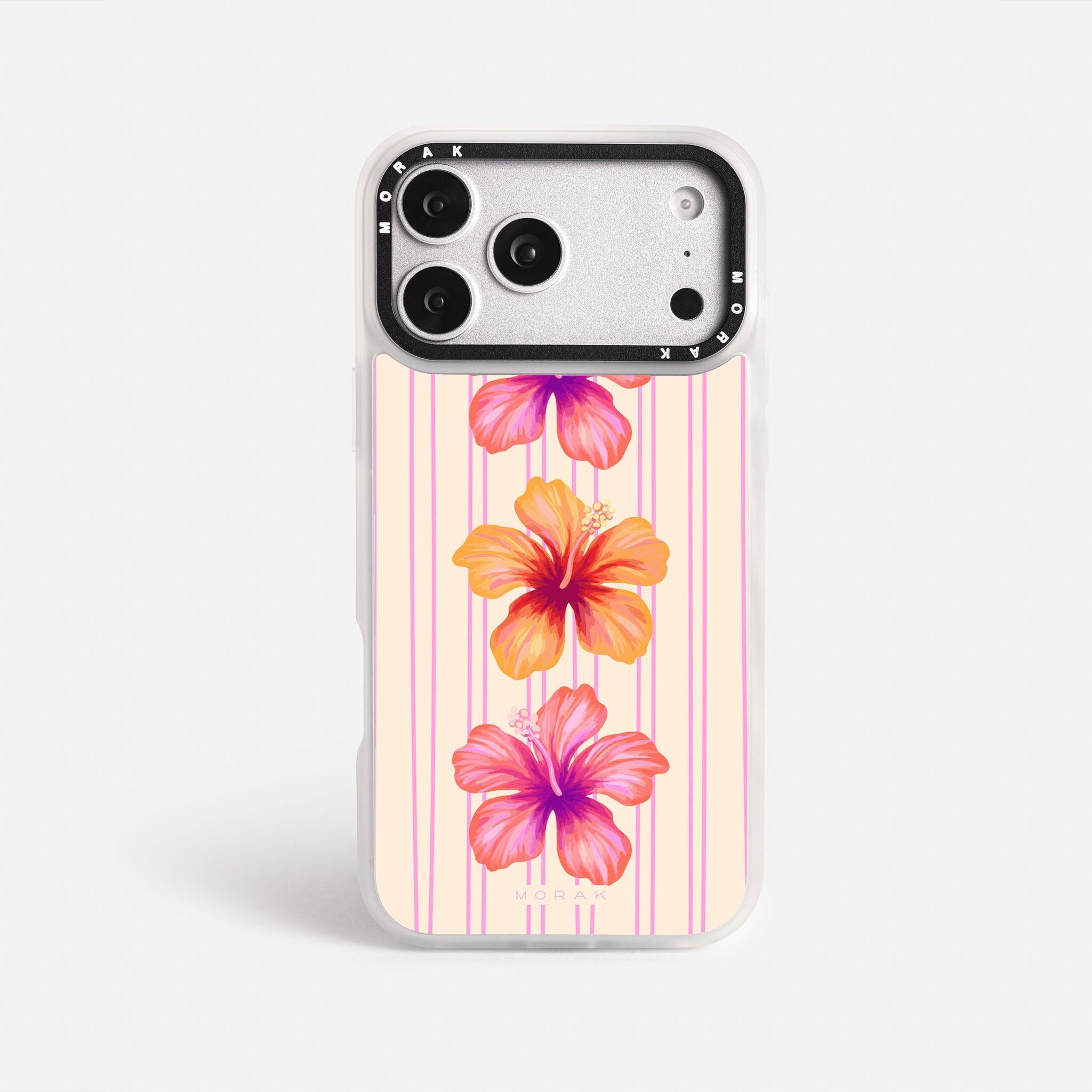 Case Pink Hibiscus - Blanco Premium – Protección antigolpe | Diseño colombiano | Morak