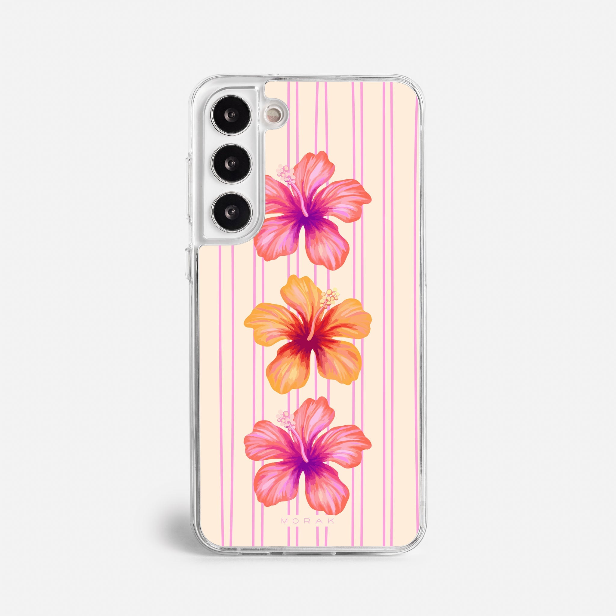 Case Pink Hibiscus - Blanco Premium – Protección antigolpe | Diseño colombiano | Morak
