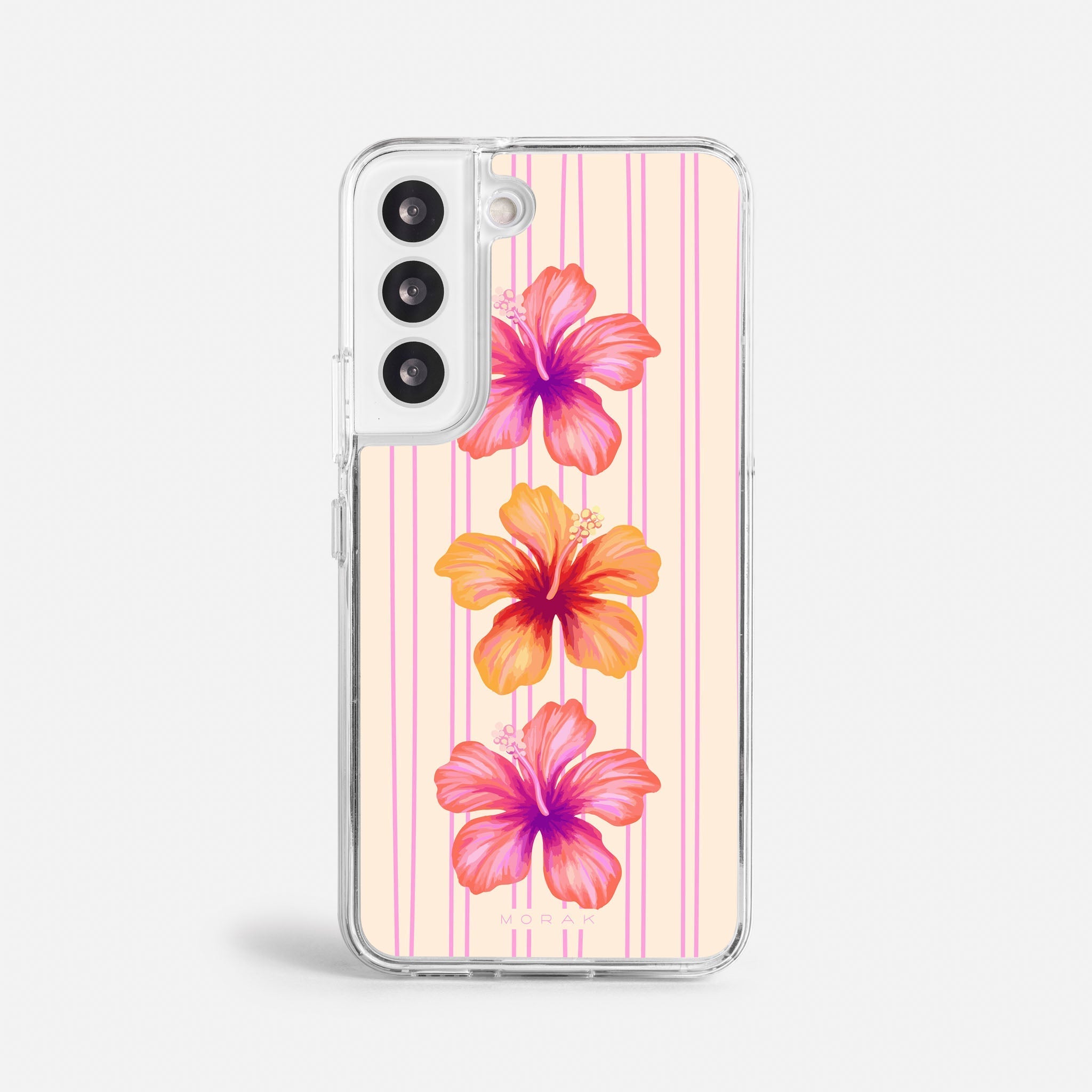 Case Pink Hibiscus - Blanco Premium – Protección antigolpe | Diseño colombiano | Morak