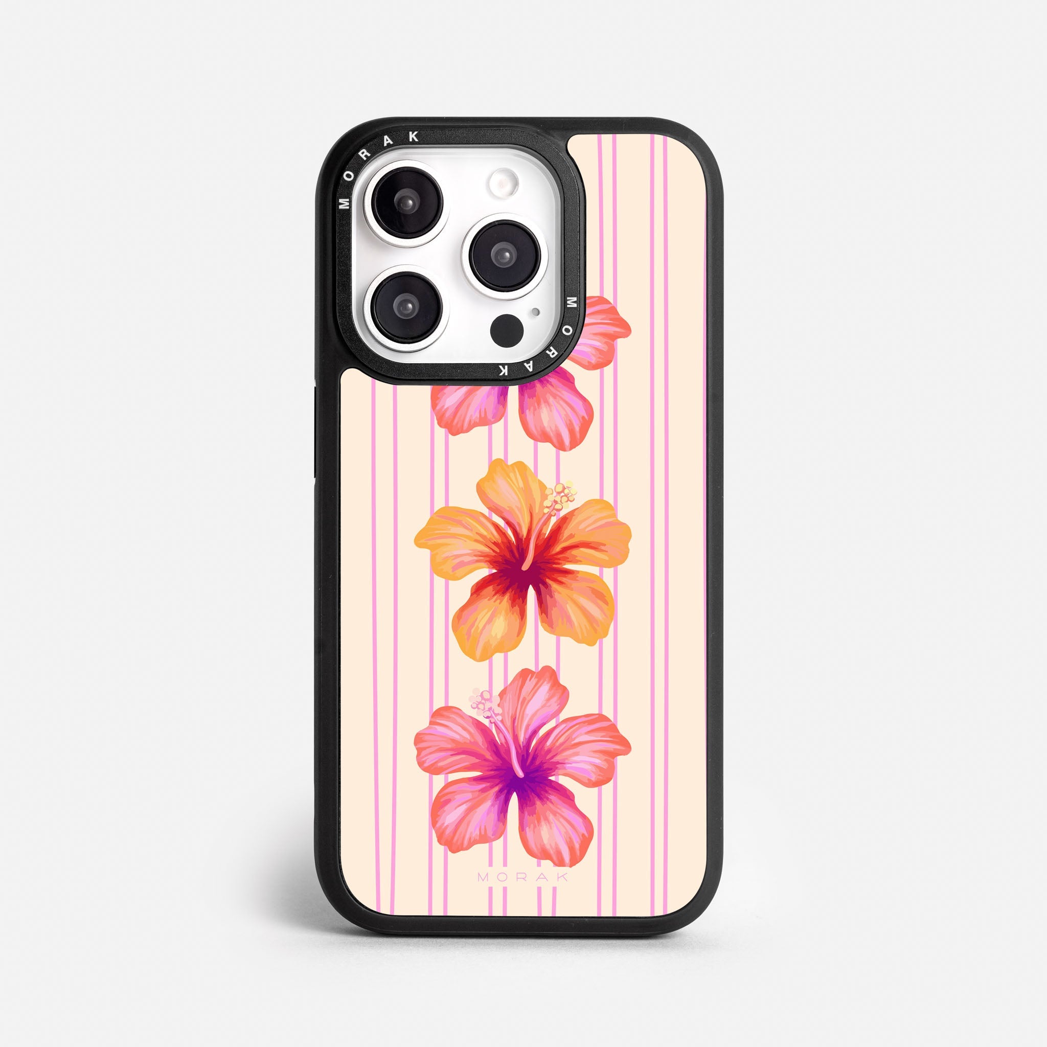 Case Pink Hibiscus - Blanco Premium – Protección antigolpe | Diseño colombiano | Morak