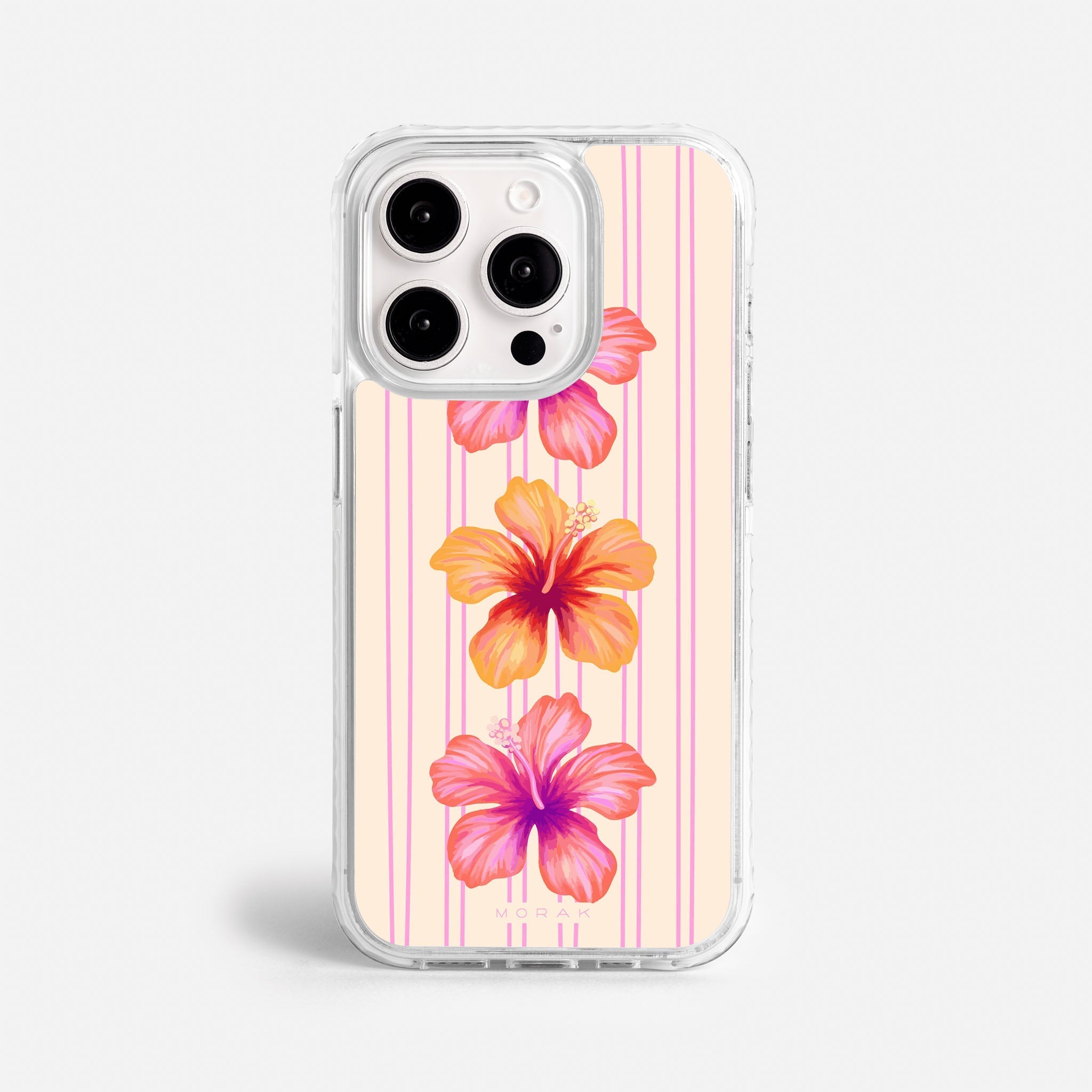 Case Pink Hibiscus - Blanco Premium – Protección antigolpe | Diseño colombiano | Morak